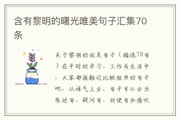 含有黎明的曙光唯美句子汇集70条